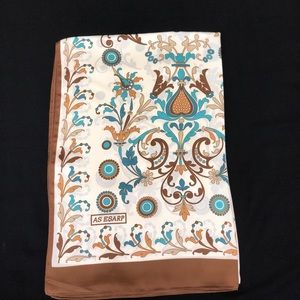 Brown/blue turkish style scarf hijab floral print